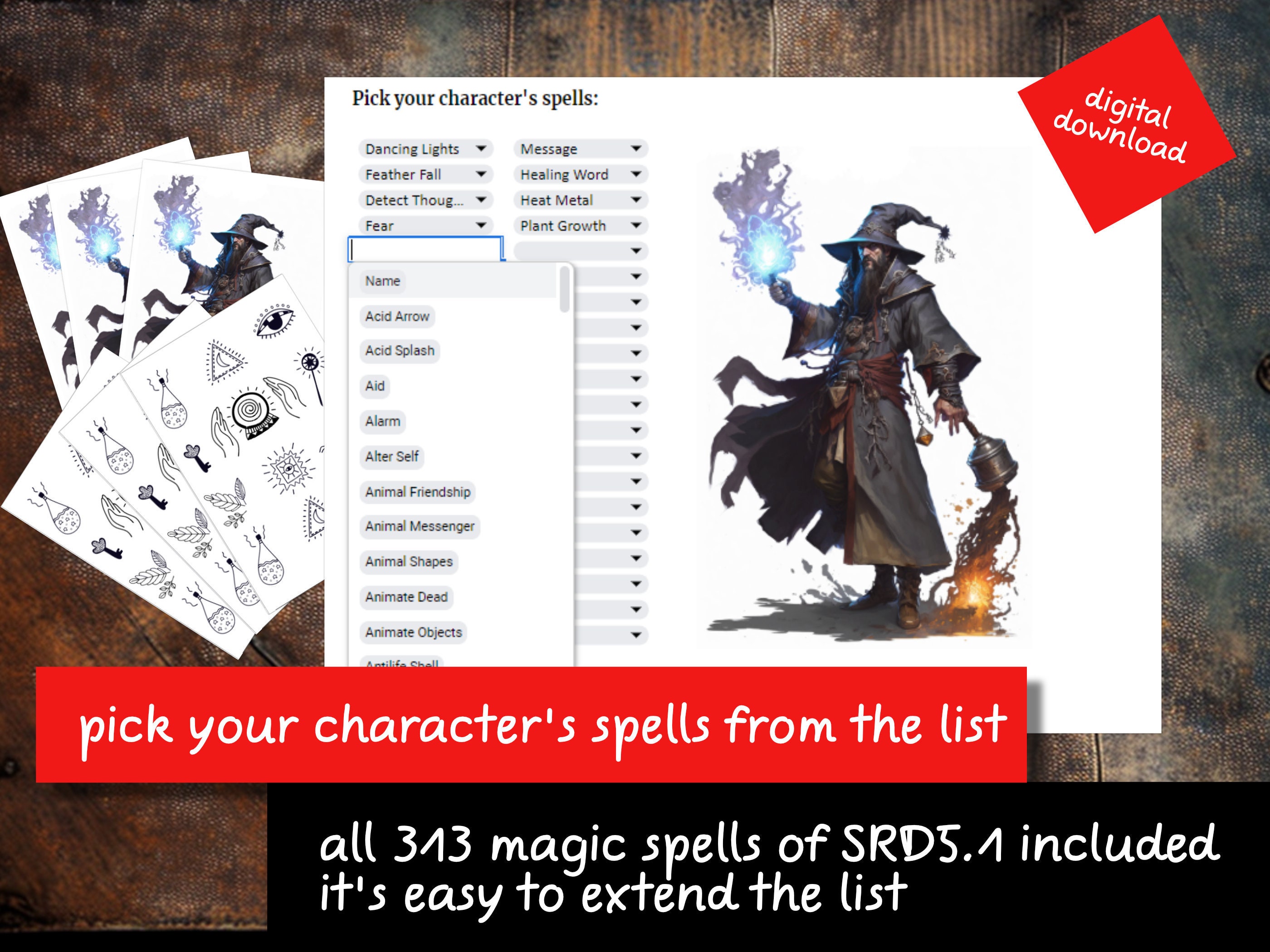 Selectable Spell Compendium: Printable Dnd Spell Cards 5e SRD 5e Spell ...