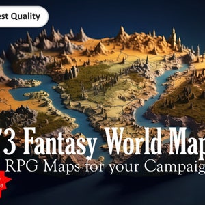 Pakket digitale wereldkaarten met hoge resolutie, 73 jpg-afbeeldingen voor DnD-/TTRPG-campagnes, gamemasterinspiratie, RPG-bronnen, dnd-cadeaus