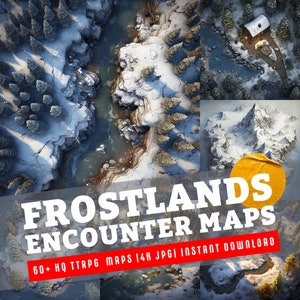 Frostland Ice and Snow TTRPG Encounter Maps, 66 4k JPG Bilder für DnD / RPG Kampagnen, VTT Karten, Game Master Ressourcen, Dnd Geschenke,