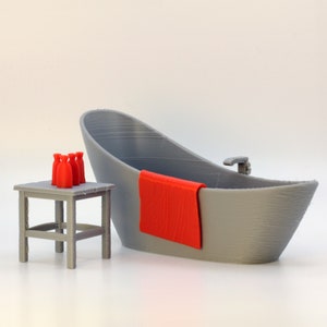 1:12 Scale Modern Dollhouse Bathtub Kit STL, DIY 3D Printable Download, Miniature Dollhouse Furniture Kit STL, 1/12 scale