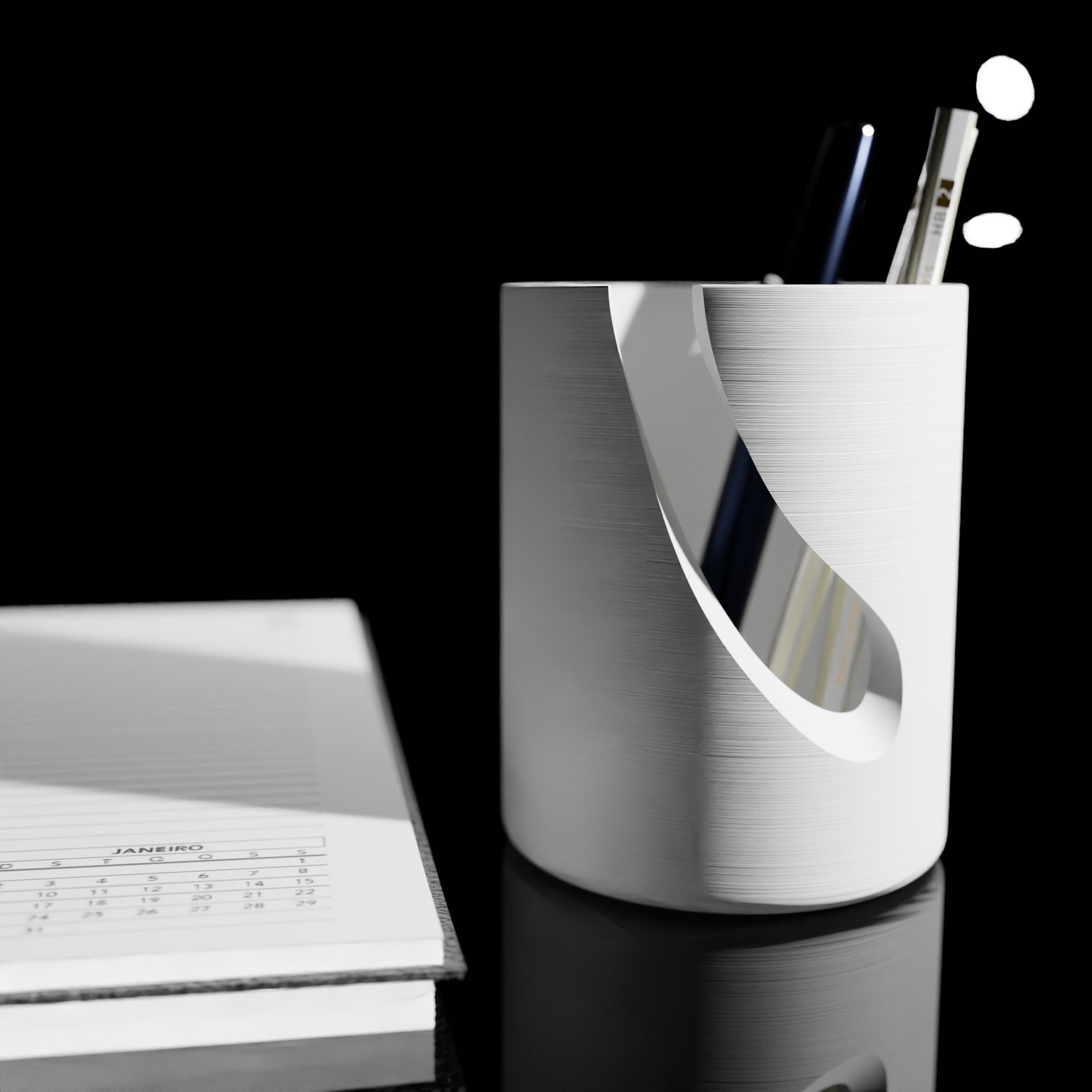 Sleek Minimalist Pen Holder STL Model 3D Printable Desk Organizer ...