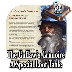 Mesa de saque de RPG de fantasia: The Guffaw's Grimoire - Uma tabela de saque D100 e gráfico de rolagem com itens mágicos especiais cômicos - Mesa de saque 5e dnd gift