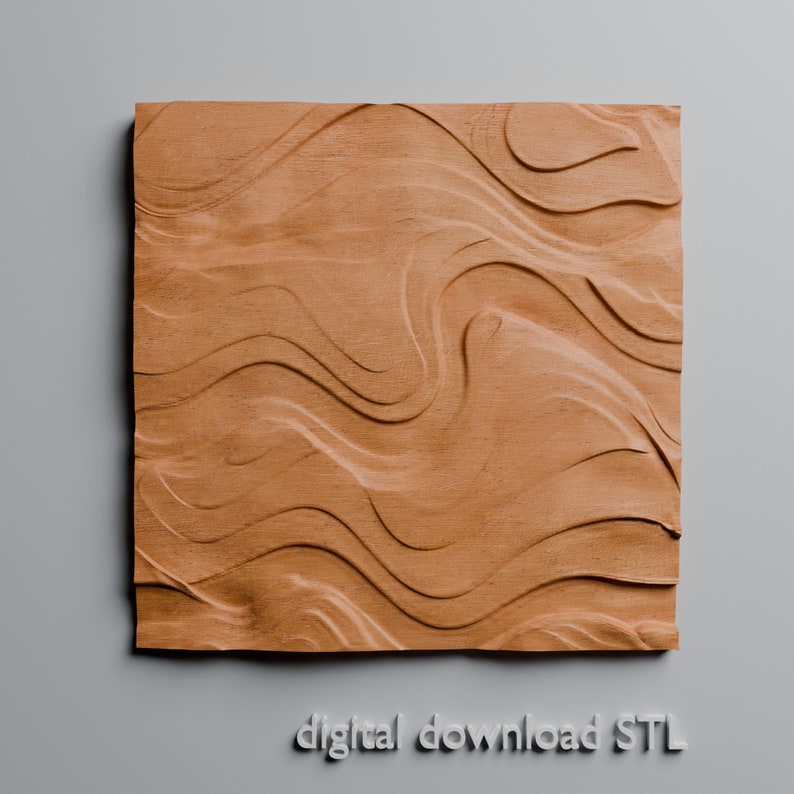 Abstract Waves STL File 3D CNC Router Cut Files for Vectric, Aspire, Aasel & Fusion 360 - Digital Download image 1
