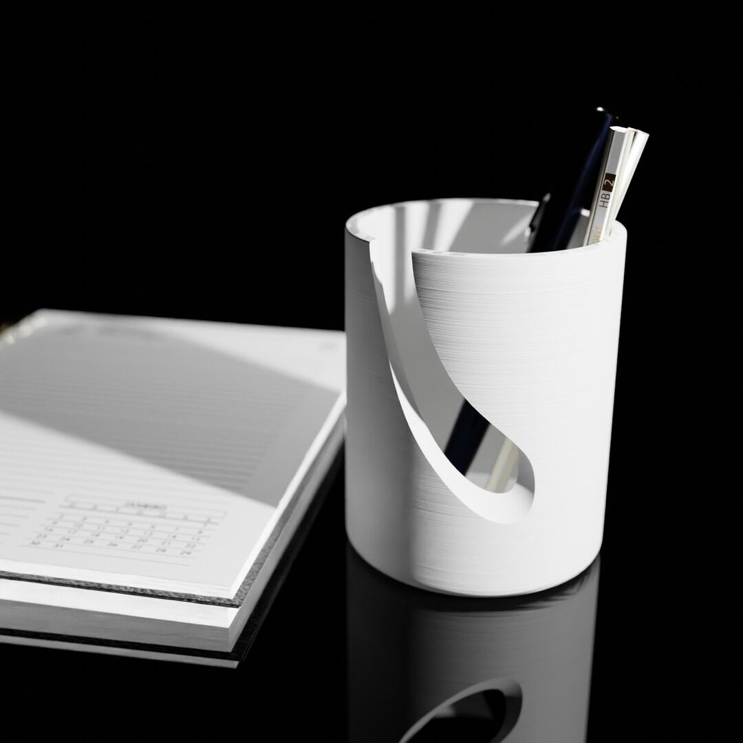 Sleek Minimalist Pen Holder STL Model| 3D Printable Desk Organizer ...