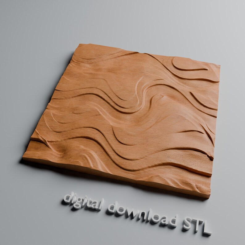 Abstract Waves STL File 3D CNC Router Cut Files for Vectric, Aspire, Aasel & Fusion 360 - Digital Download image 2