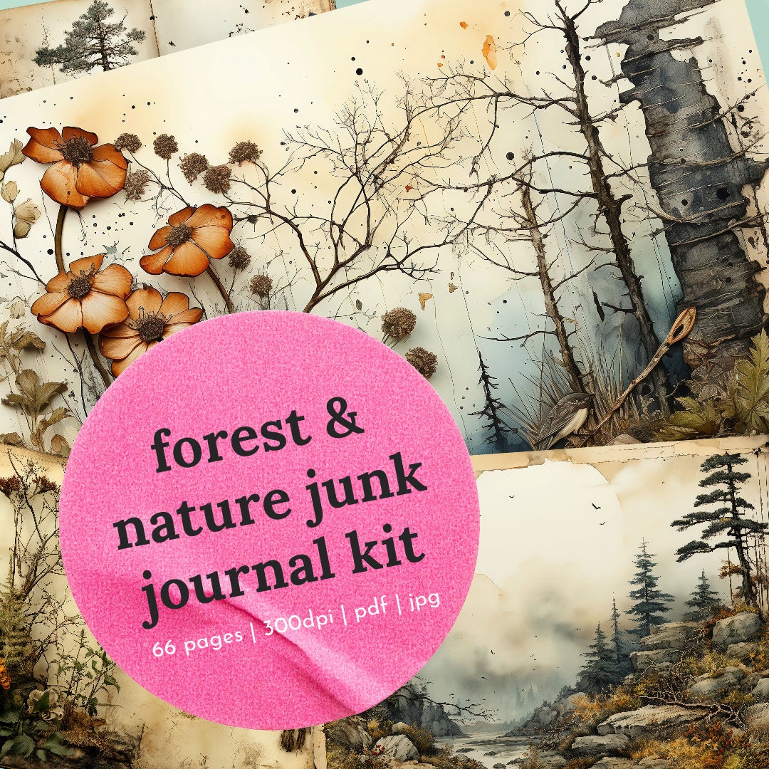 Botanical Junk Journal, Junk Journal Supplies, Cottagecore Journal Kit,  Scrapbook Paper, Herbs Journal Kit, Journaling Paper, DIY 001961 