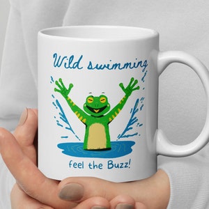 Wild swimming frog mug, frog coffee mug, wild swimming coffee mug