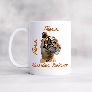 Tiger mug, ceramic coffee mug, poetry mug,