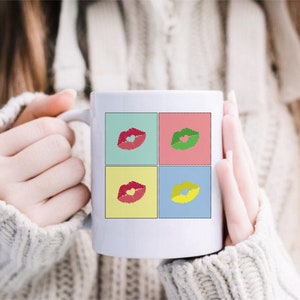 Pop art - Retro Kiss mug gift,