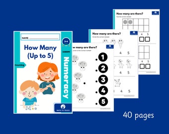 How Many? (Count to 5) - Matching, Circling, Tick, Trace and Write numbers