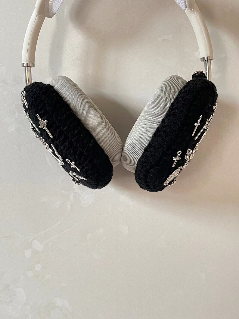 Crochet Airpods Max Headphone Covers Black Cross Airpod Etsy
