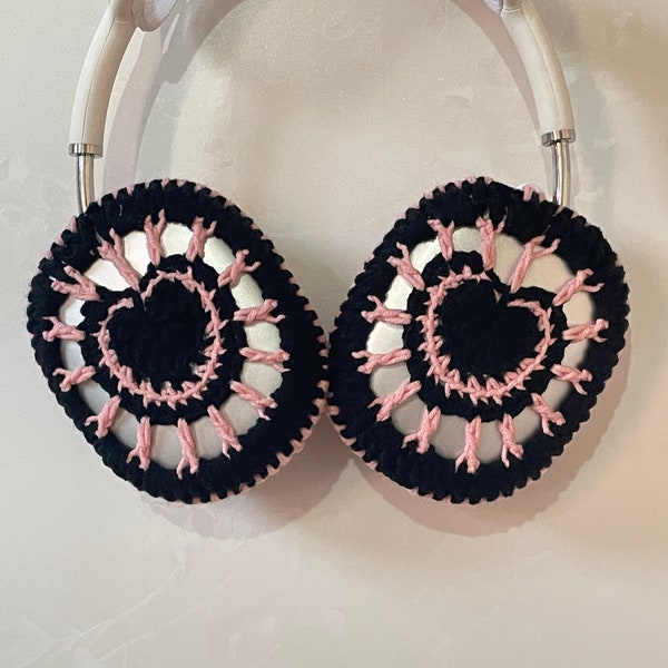 Crochet Airpods Max Headphone Covers | Hollow Out Black Powder Sweetheart | Airpod Max Case