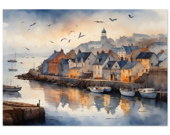 Poster Wall Art Sealife Wall Art A Fisherman's Retreat Coastal Village Haven  Premium 200 gsm Matte Finish  High Resolution Wall Art Print