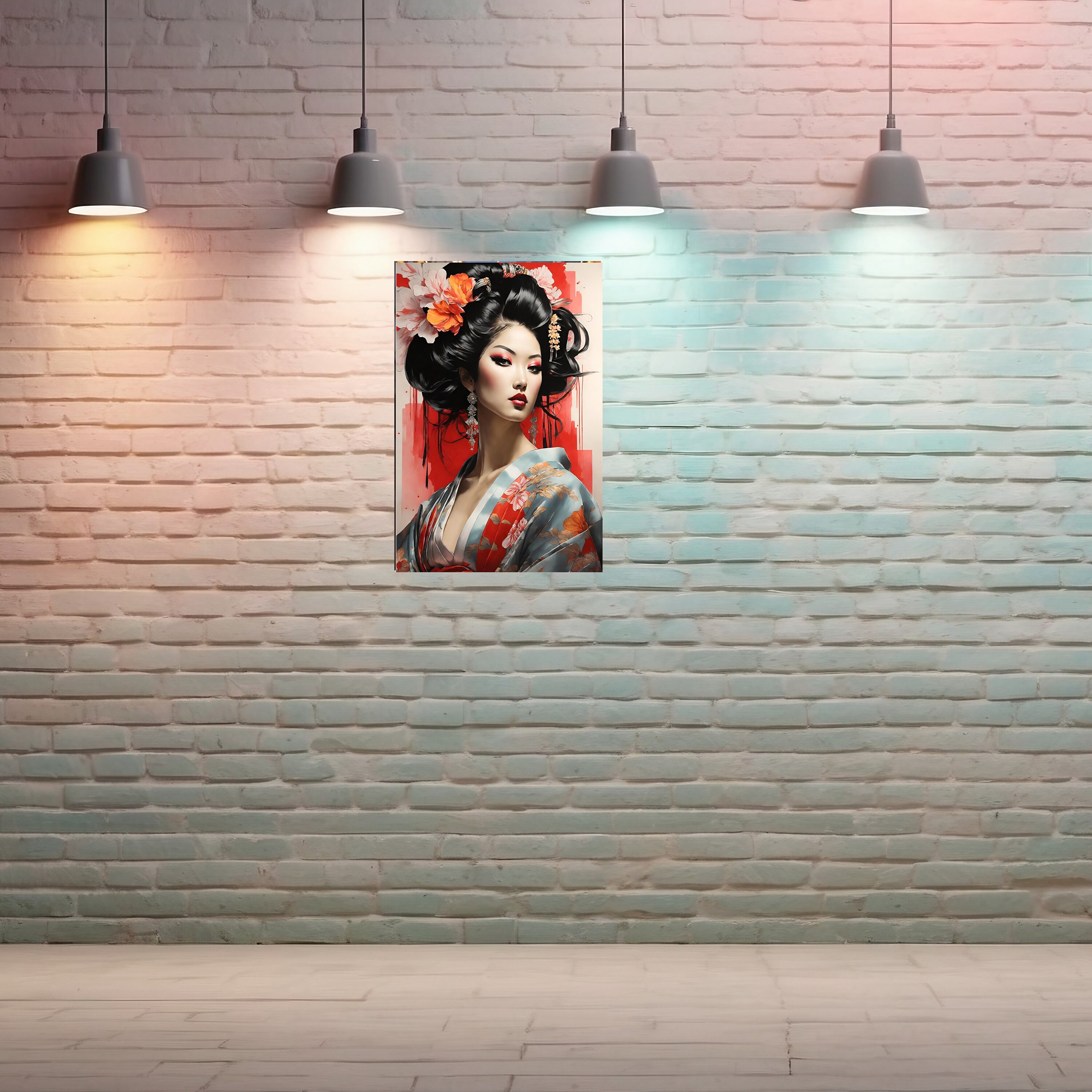 Poster Wall Art Japanese Wall Art Graceful Geisha in Traditional Dress Premium 200 Gsm Matte