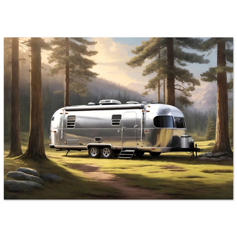 Poster Wall Art Airstream Caravan Escape To The Backwoods In America Premium 200 gsm Matte Paper Poster High Resolution Wall Art Print image 2