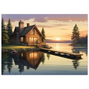 Póster artístico de pared Un lugar tranquilo El retiro del pescador Paz y soledad Póster artístico mate premium de alta resolución