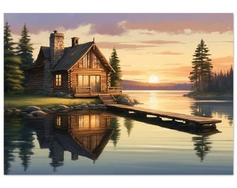 Poster Wall Art A Quiet Place The Fisherman's Retreat  Peace and Solitude High Resolution Premium Matt Poster Art