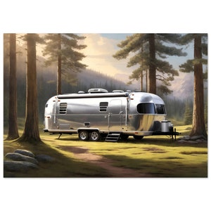 Póster de arte de pared Airstream Caravan Escape To The Backwoods In America, papel mate de 200 g/m² de primera calidad, impresión de arte de pared de alta resolución