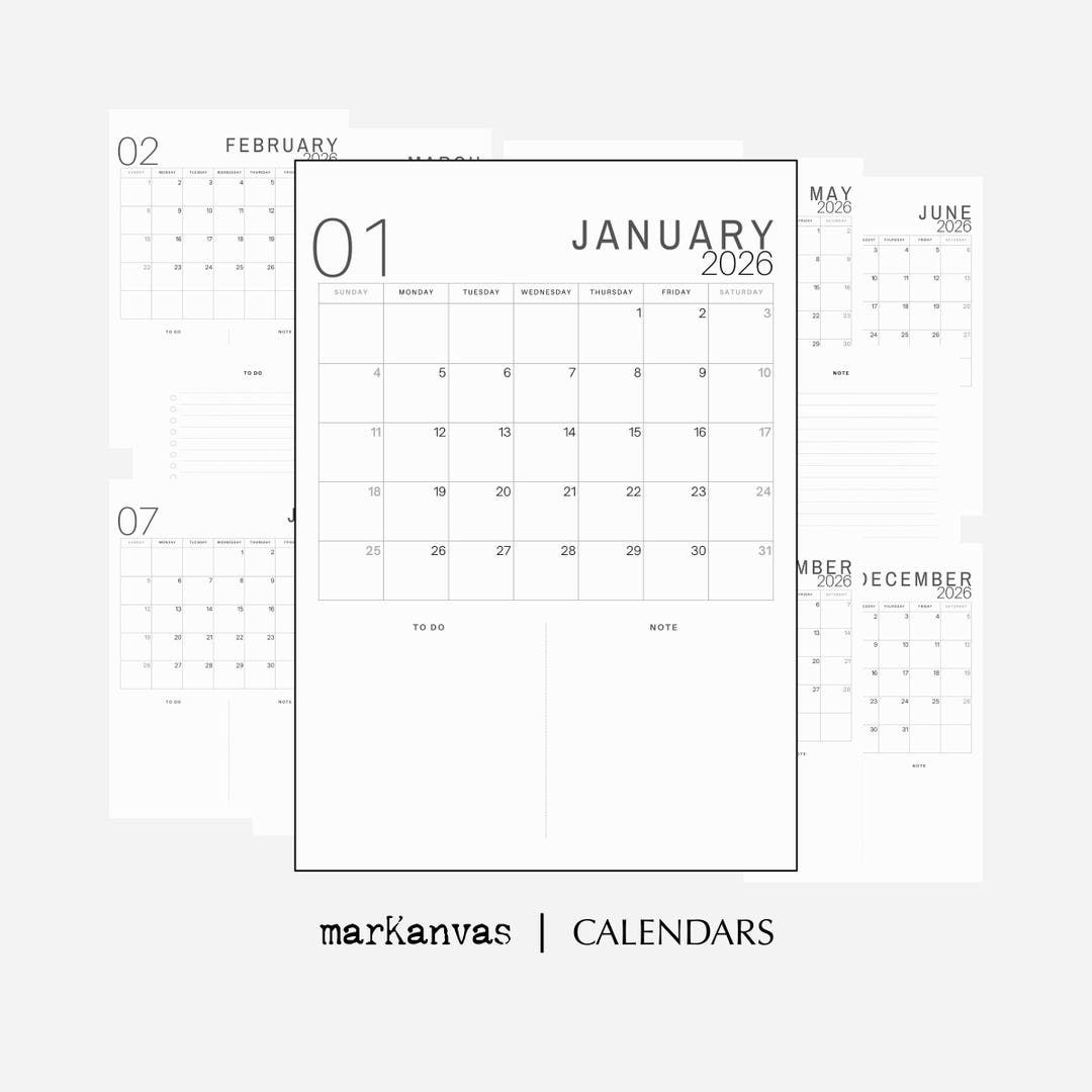 2026 Minimalist Calendar: Printable Monthly Planner (A4 and Letter PDF ...