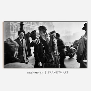 Samsung Frame TV Art | The Iconic Kiss of Hôtel de Ville | Instant DOWNLOAD | Valentine&#39;s Day Gift | Robert Doisneau&#39;s Timeless Photograph