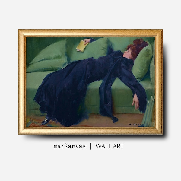 Decadent Young Woman, After the Dance, Instant DOWNLOAD, Woman Portrait, Ramon Casas, Modern Art Print, PRINTABLE Wall Art, Moody Wall Decor