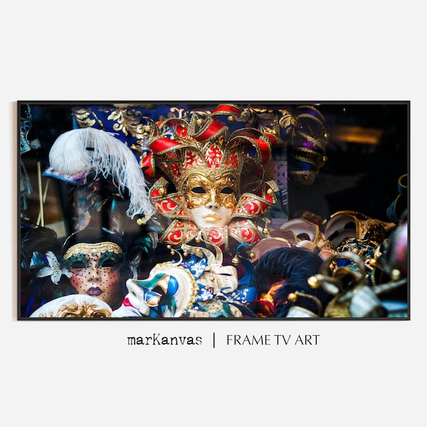 Samsung Tv Frame Art, Venetian Jester Mask, Mardi Gras Mask, Instant DOWNLOAD, Venice Carnival,  venetian home decor, digital downloading