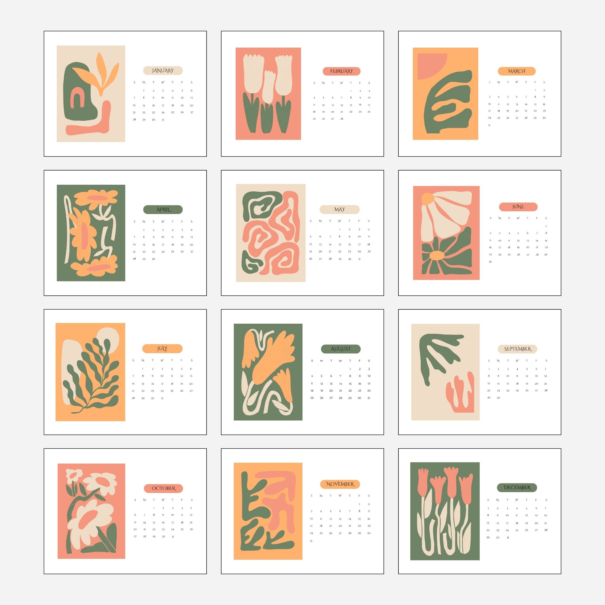 2024 PRINTABLE Matisse Art Calendar, Instant DOWNLOAD, 2024 Wall