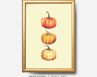 Vintage Pumpkin Art Print: Fall Vegetable Column (Digital Download PRINTABLE)