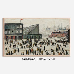 Indo para a partida, arte de TV com moldura Lowry, presente de arte para ela, download instantâneo, decoração de parede urbana, arte L S Lowry, decoração de parede de estádio, impressão Lowry