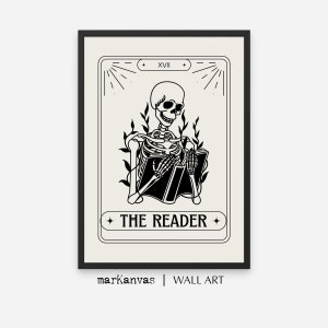 Carta del Tarot de Halloween: Impresión artística de esqueleto para una divertida decoración de Halloween y descarga instantánea para niños. Póster de Halloween divertido/decoración de pared espeluznante.