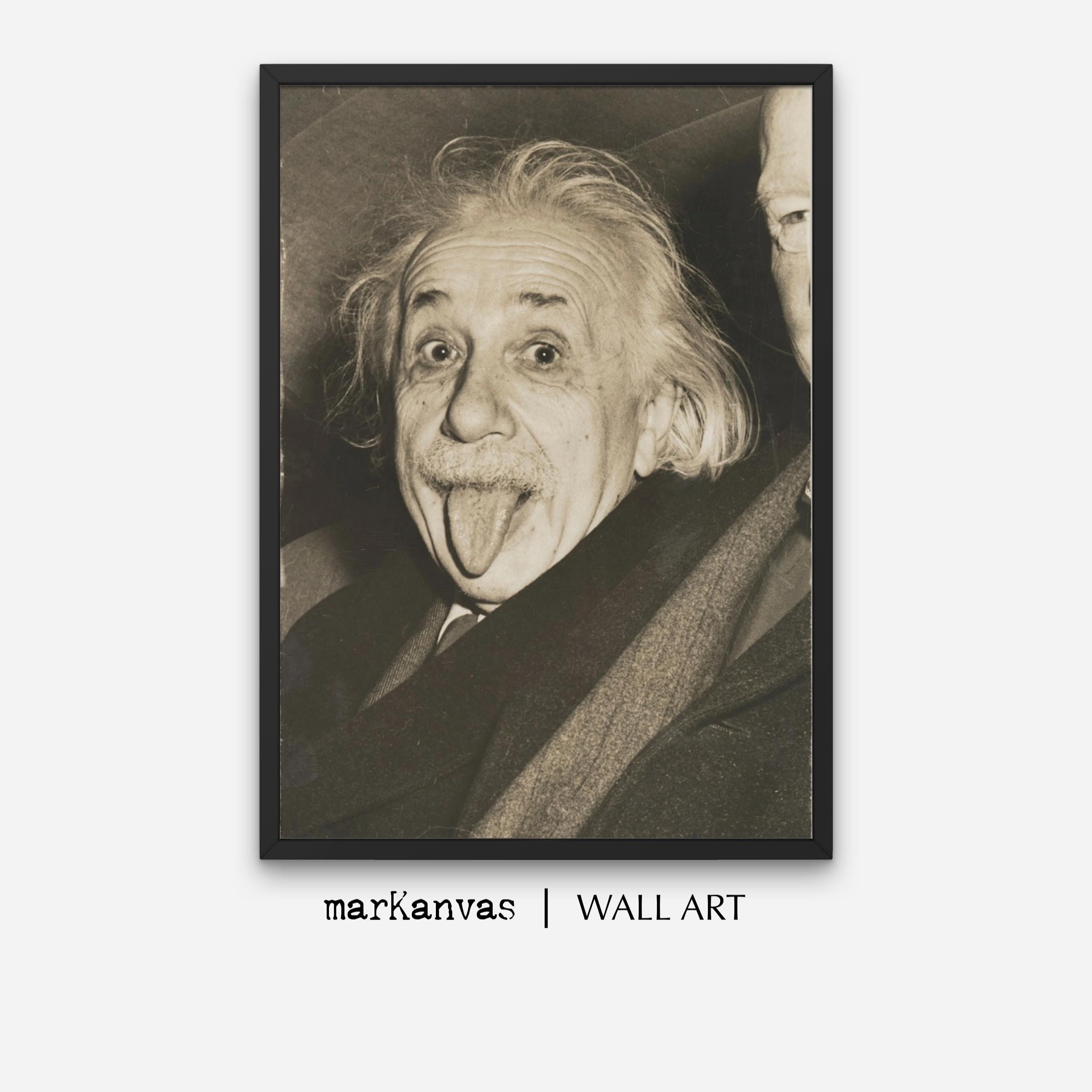 アインシュタインの舌出し写真プリント：面白い科学者の壁アート