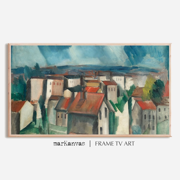 Landscape Frame TV Art, The Roofs by Maurice De Vlaminck, Instant Download, Home Decor, Expressionist Art, Fauvism Painting, Samsung 4K TV