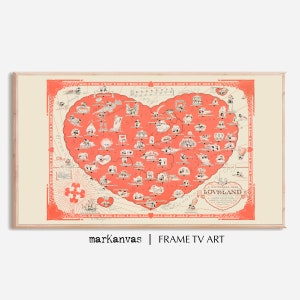 Karte von Loveland, Herzrahmen Tv Kunst, Valentinstag Geschenk für Frauen, Sofortiger DOWNLOAD, lustige bildhafte Karte, Liebe Tv Kunst, Comic Vintage Karte