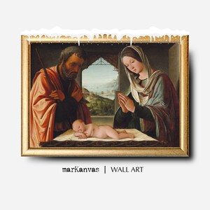 Lorenzo Costa's Nativity Art Print, Holy Family, Instant DOWNLOAD, PRINTABLE Renaissance wall art, Holy Christmas Scene, Christmas art gifts