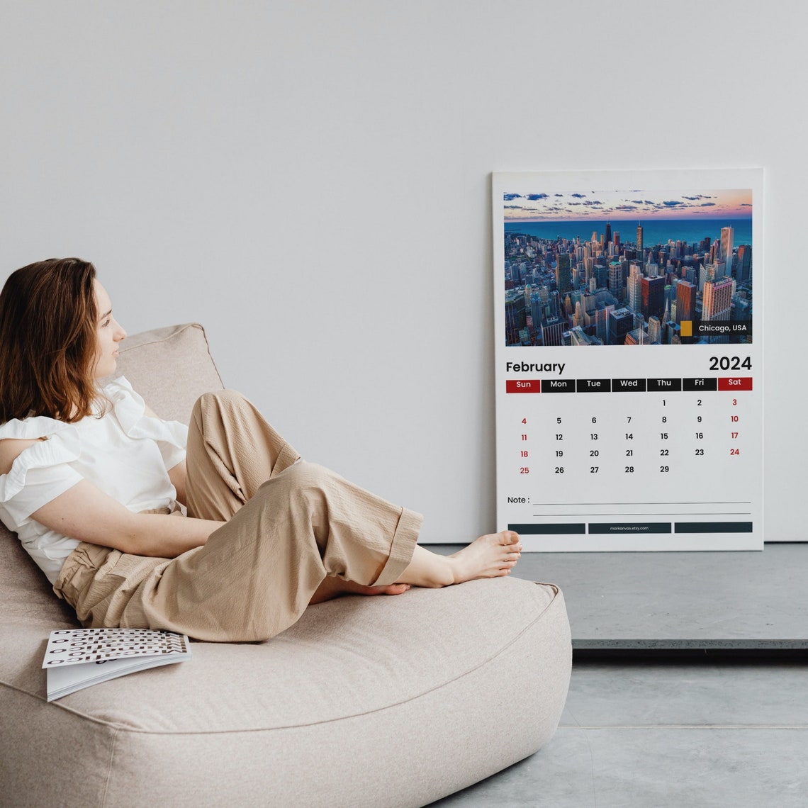 Calendario dei paesaggi urbani STAMPABILE 2024, DOWNLOAD istantaneo, Città del calendario da