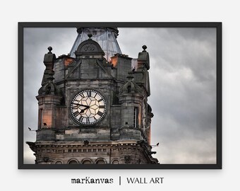 Edinburgh wall decor, Clock Tower Art, Instant DOWNLOAD, Photo Gifts Partner, Balmoral Hotel, Bw Wall Decor, darkacademia gift, BW art print