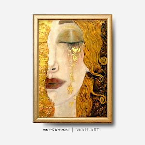 Golden Tears: A glittering adaptation of Freya&#39;s tears by Anne Marie Zilberman - Instant DOWNLOAD, PRINTABLE Wall Art, Gustav Klimt style