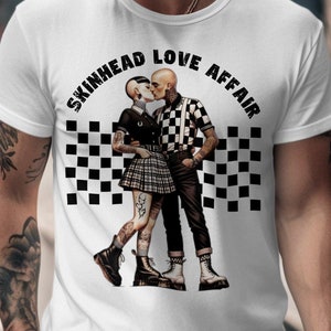 Romans skinheadów, para skinheadów, koszulka dla fanów muzyki skinheadów, koszulka skinhead fashion, koszulka retro vintage skinhead, unisex, duma, muzyka