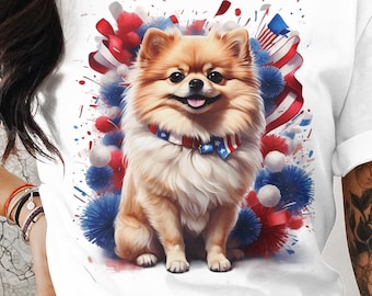 Patriotic Pomeranian T-Shirt: July 4th Dog Lover Tee