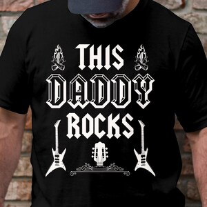 This Daddy Rocks T-Shirt: Rocker Dad Guitar Graphic Tee