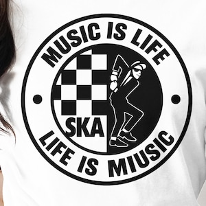 Ska Music is Life T-Shirt, Rude Boy Tee, Ska Dancing, Music Lover T Shirt, 2 Tone Clothing, Checkerboard T Shirt, Musician Gift, Ska lover