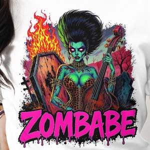 Psychobilly Zombabe T-Shirt: Rockabilly Zombie Girl Graphic Tee