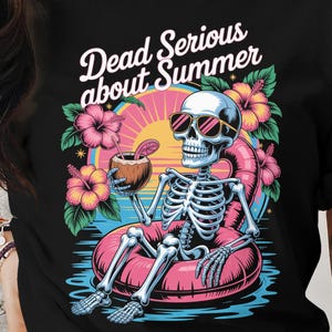 Funny Skeleton Summer T-Shirt: Beach Vacation Vibes