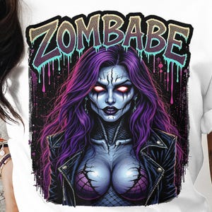 Zombae T-Shirt: Eerie Zombie Girl with Purple Hair
