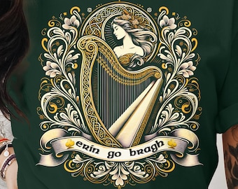 Erin Go Bragh Irish Harp T-Shirt: Celtic Pride Gift