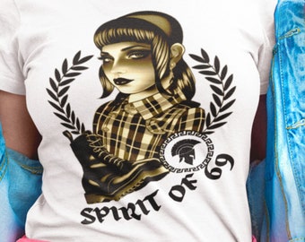 Spirit of '69 T-shirt: Retro Skinhead Girl Portrait, Casual