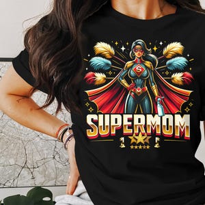 Supermom T Shirt Superhero Mom Shirt Super Hero Graphic Tee Gift for Mother&#39;s Day Super Mom Power T Shirt Cool Mom Gift Tee