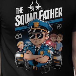 Squad Father T Shirt, Funny Police Dad Tee, Law Enforcement Gift, Cool Police Officer TShirt, Police Car Kids, Father&#39;s Day Gift