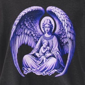 Camiseta de ángel y bebé, ángel de la guarda, regalo religioso, amor maternal, protección celestial, diseño angelical