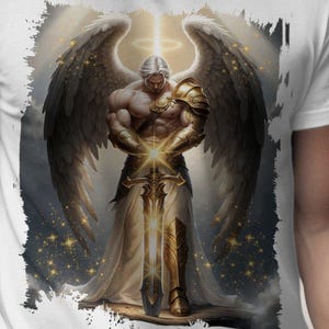 Angel Warrior T-Shirt: Divine Protector, Fantasy Art Apparel